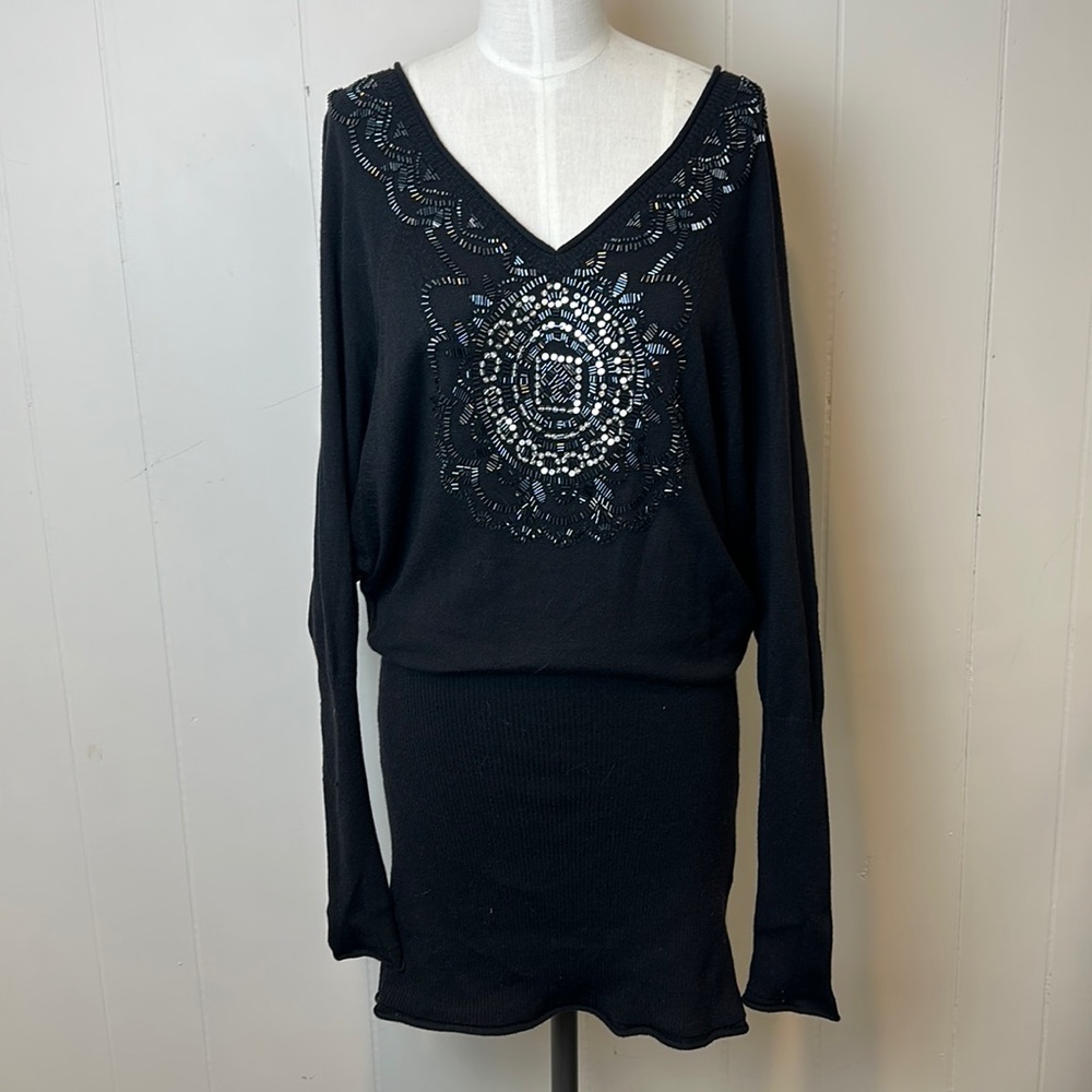 Nicole Miller embellished sweater dress